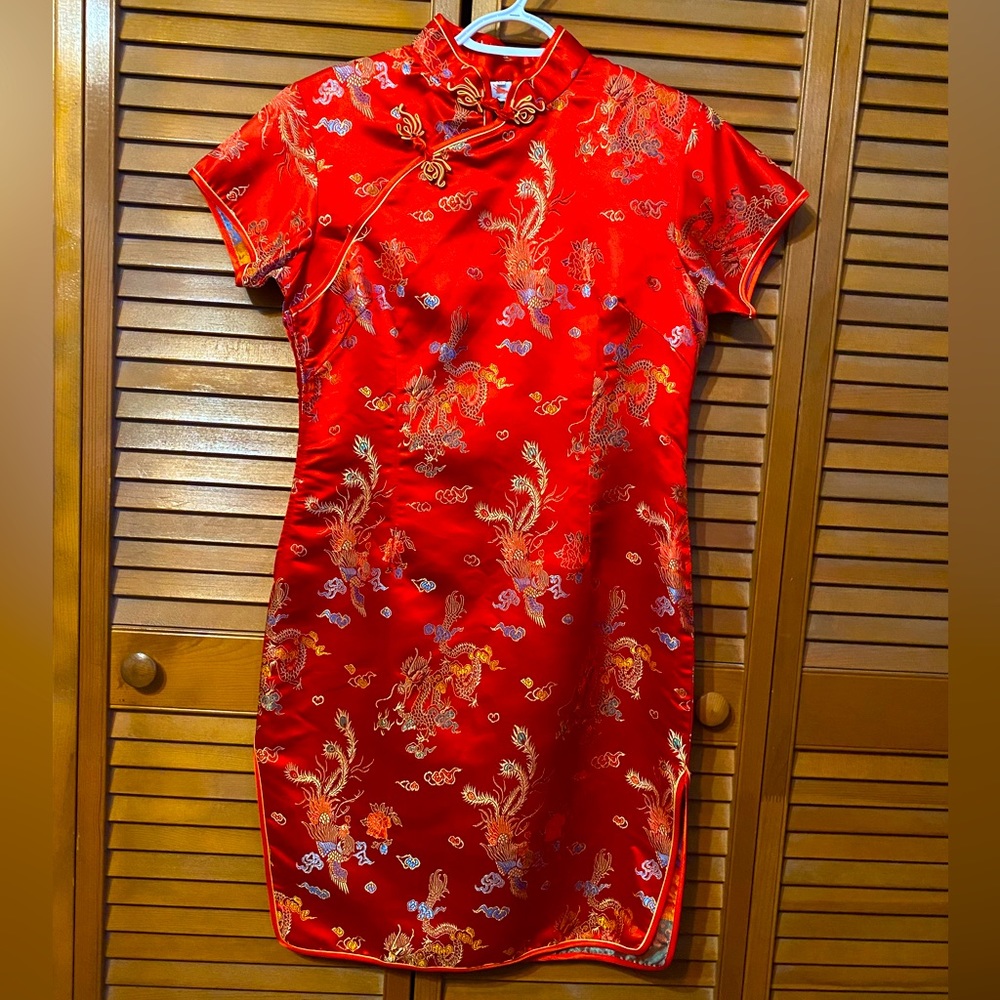 Traditional Chinese floral short dress